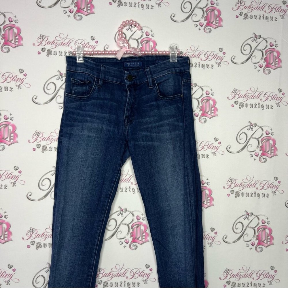 Guess jeans curvy Sophia skinny denim blue faded wash triangle logo iconic - Picture 2 of 11